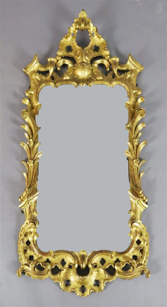 A George III giltwood wall mirror, W.2ft H.4ft 1in.